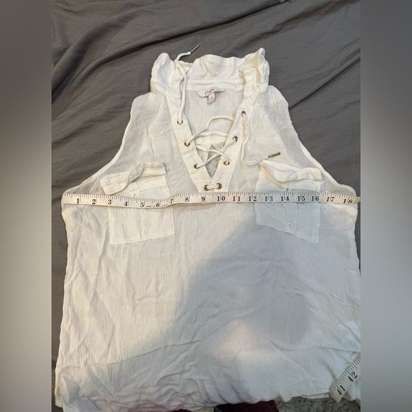 Candies White Lace Up Tank Top Size M - Picture 3 of 5